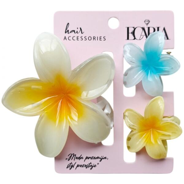 Sett med hårklemmer klips 3-i-1 blomst XL ombre + 2 stk mini klemmer SP416 Ombre - Bilde 2