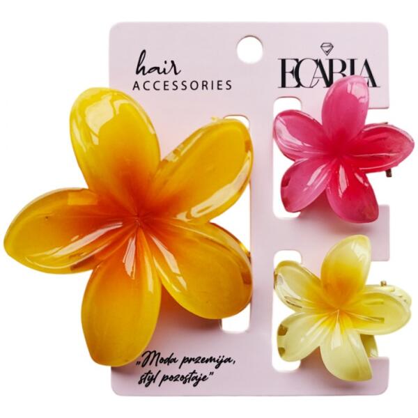 Sett med hårklemmer klips 3-i-1 blomst XL ombre + 2 stk mini klips SP417 Ombre - Bilde 2