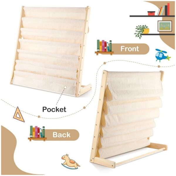 Bokhylle 6 nivåer stativ bokorganisator med lommer 79x60 cm SZ45 - Bilde 6