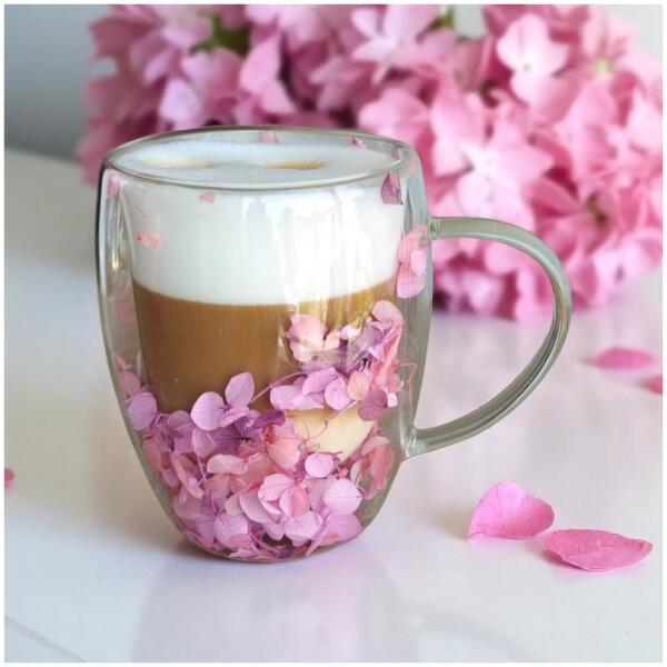 Termoglass med blomster inni gips hortensia rose 300 ml 1 stk SZK165 Rosa - Bilde 3
