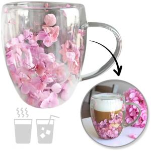 Termoglass med blomster inni gips hortensia rose 300 ml 1 stk SZK165 Rosa