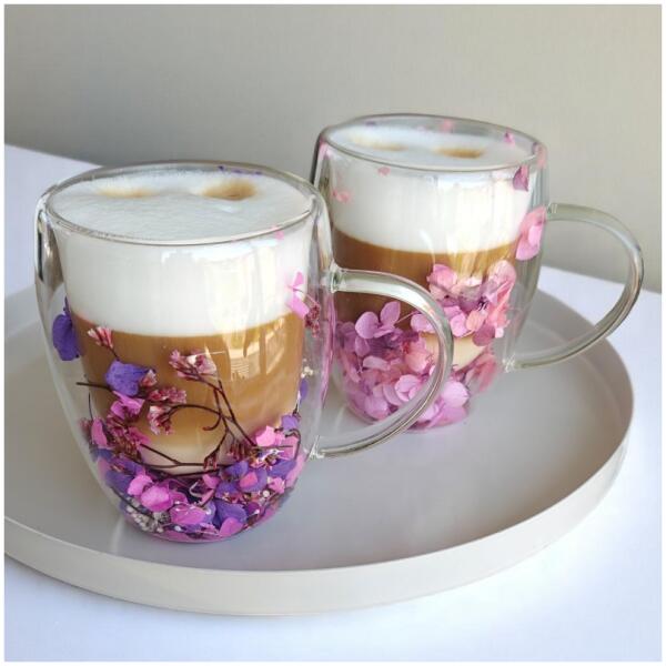 Termoglass med blomster inni gips hortensia rose 300 ml 1 stk SZK165 Rosa - Bilde 4