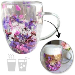 Termoglass med blomster inni gypsophila hortensia rose 300 ml 1 stk SZK166 Rosa