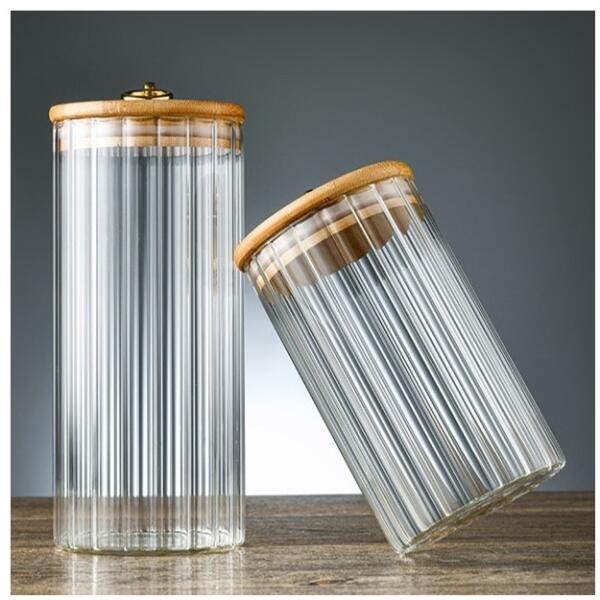 Sukkerbolle rillet beholder med bambuslokk str L 1150 ml 1 stk SZK169 - Bilde 4