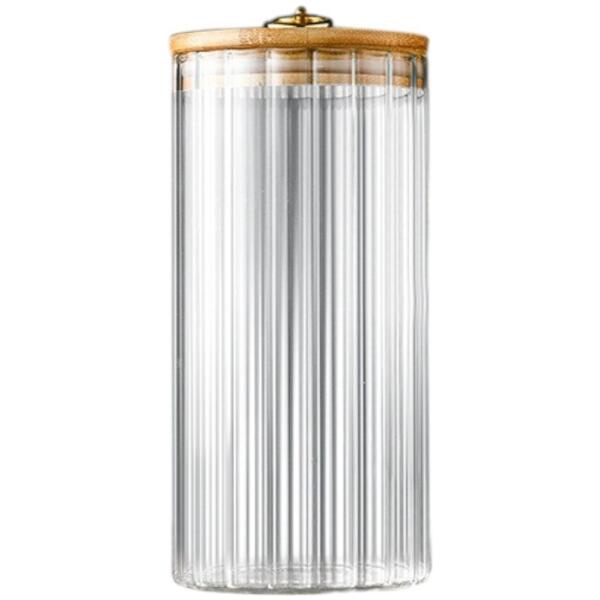 Sukkerbolle rillet beholder med bambuslokk str L 1150 ml 1 stk SZK169 - Bilde 2