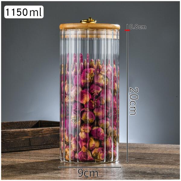 Sukkerbolle rillet beholder med bambuslokk str L 1150 ml 1 stk SZK169 - Bilde 9