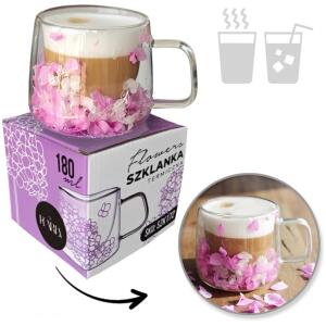 Termoglass med hortensia inne lilla 180 ml 1 stk SZK172 Fiolett