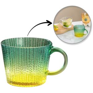 Kopp rillet glass stor flaskegrønn ombre 380 ml 1 stk SZK176