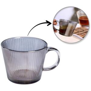 Kopp glass rillet stor 380 ml 1 stk SZK177 Grafitt Grå