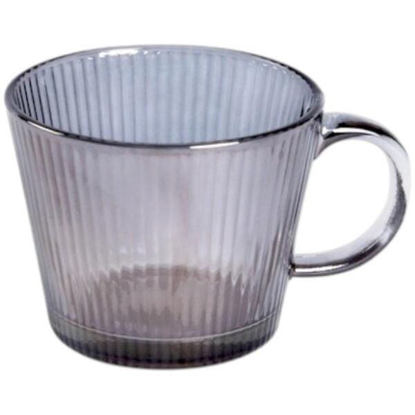 Kopp glass rillet stor 380 ml 1 stk SZK177 Grafitt Grå - Bilde 2