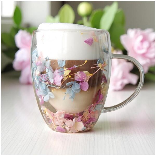 Termoglass med blomster inni gypsophila hortensia rose 300 ml 1 stk SZK180 - Bilde 4