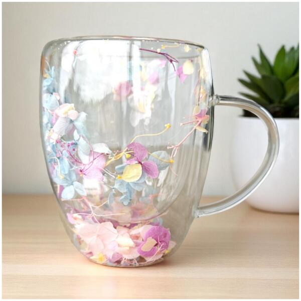 Termoglass med blomster inni gypsophila hortensia rose 300 ml 1 stk SZK180 - Bilde 3