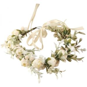 Hårbånd blomsterkrans bohemsk hodebånd W87 Delikat Blomsterkrans Boho Hvit