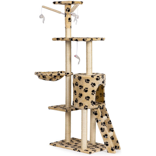 Klatrestativ for katt hus tre soveplass 138 cm XL potetrykk Petsi - Bilde 3