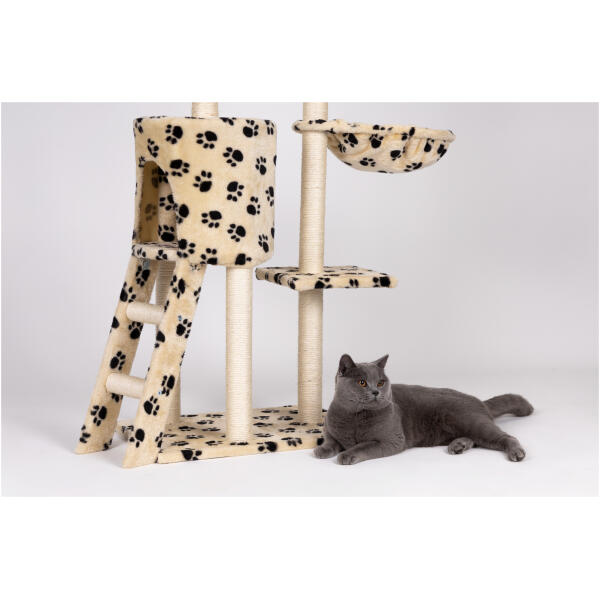 Klatrestativ for katt hus tre soveplass 138 cm XL potetrykk Petsi - Bilde 7