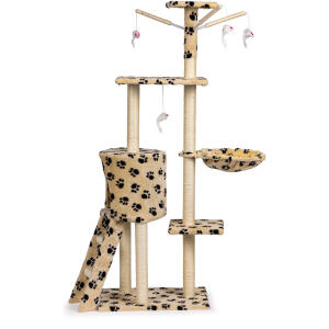 Klatrestativ for katt hus tre soveplass 138 cm XL potetrykk Petsi