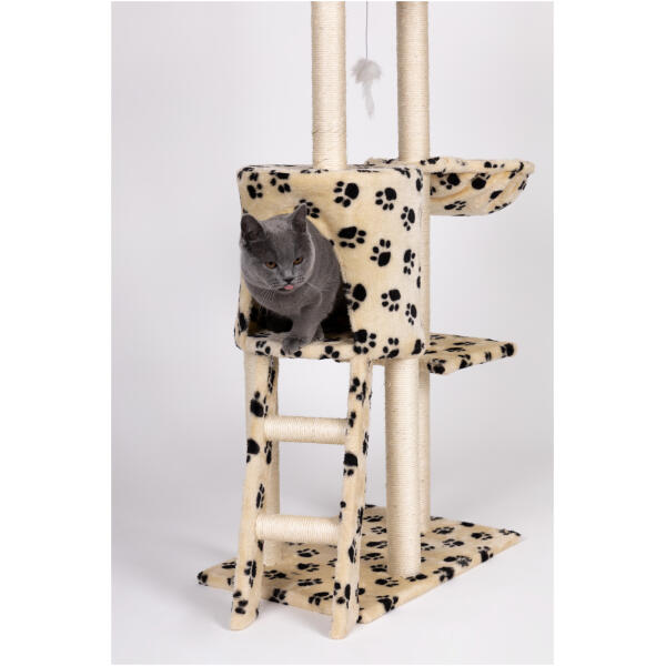 Klatrestativ for katt hus tre soveplass 138 cm XL potetrykk Petsi - Bilde 8