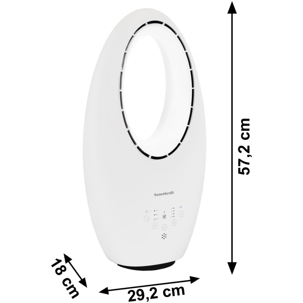 Moderne gulvstående bladløs vifte 60W 3 arbeidsmoduser fjernkontroll timer LED-belysning - Bilde 10
