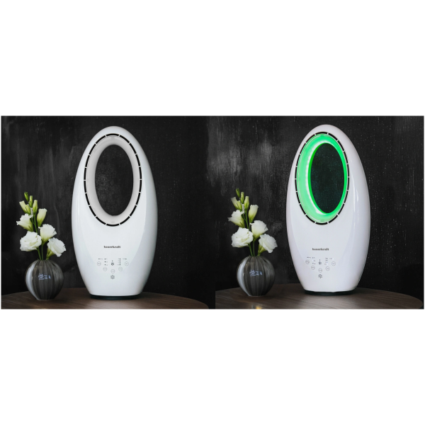Moderne gulvstående bladløs vifte 60W 3 arbeidsmoduser fjernkontroll timer LED-belysning - Bilde 6
