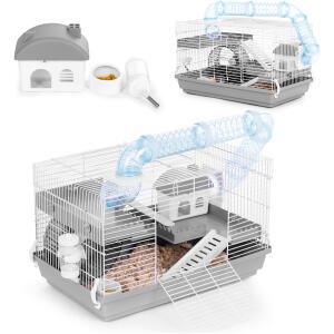 Bur for hamster marsvin gnagere komplett utstyr Petsi Grå