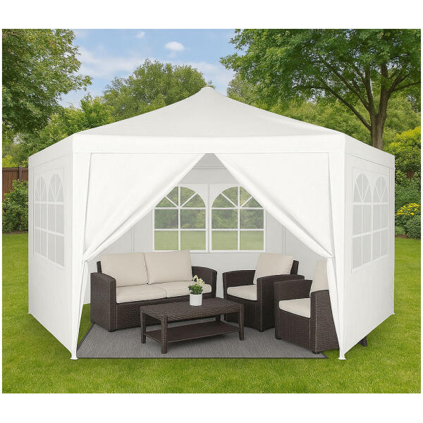 Paviljong hage telt kommersiell 2x2x2 m med vinduer MultiGarden Hvit - Bilde 7