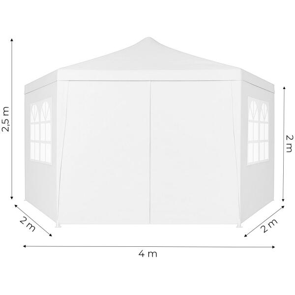 Paviljong hage telt kommersiell 2x2x2 m med vinduer MultiGarden Hvit - Bilde 8