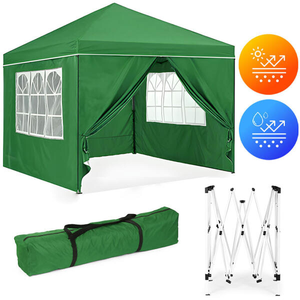 Hagepaviljong automatisk sammenleggbar 3x3 m med 4 sidevegger MultiGarden
