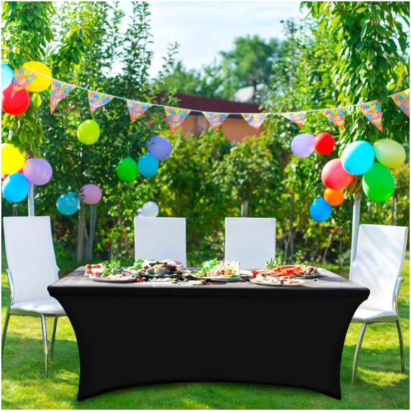Universalduk stretchbordtrekk til cateringbord 240 cm 8FT MultiGarden Svart - Bilde 8