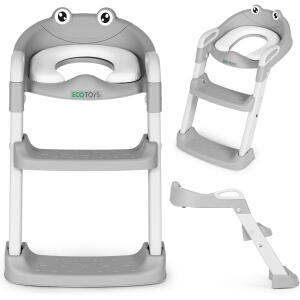 Toalettsete for barn med trinn og stige ECOTOYS Grå