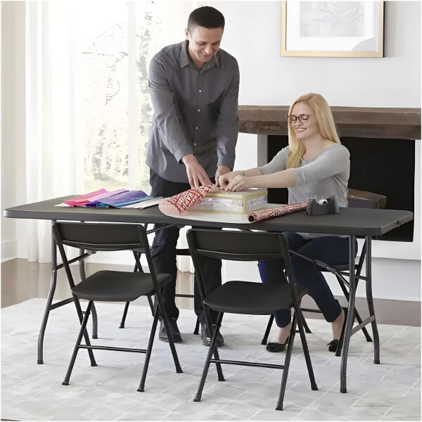 Komplett catering sett bord 4 stoler sammenleggbart møbelsett HDPE MultiGarden Svart - Bilde 6