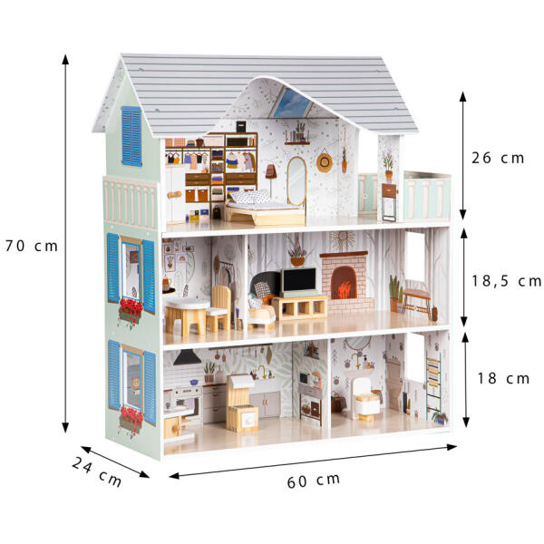 Dukkehus med møbler Residence Emma ECOTOYS - Bilde 8