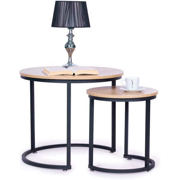 Sett med 2 runde kaffebord loftdesign ModernHome - Bilde 5