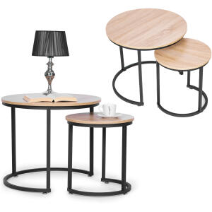 Sett med 2 runde kaffebord loftdesign ModernHome