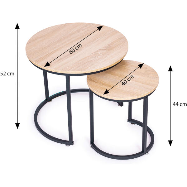 Sett med 2 runde kaffebord loftdesign ModernHome - Bilde 8