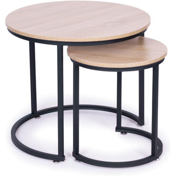 Sett med 2 runde kaffebord loftdesign ModernHome - Bilde 3