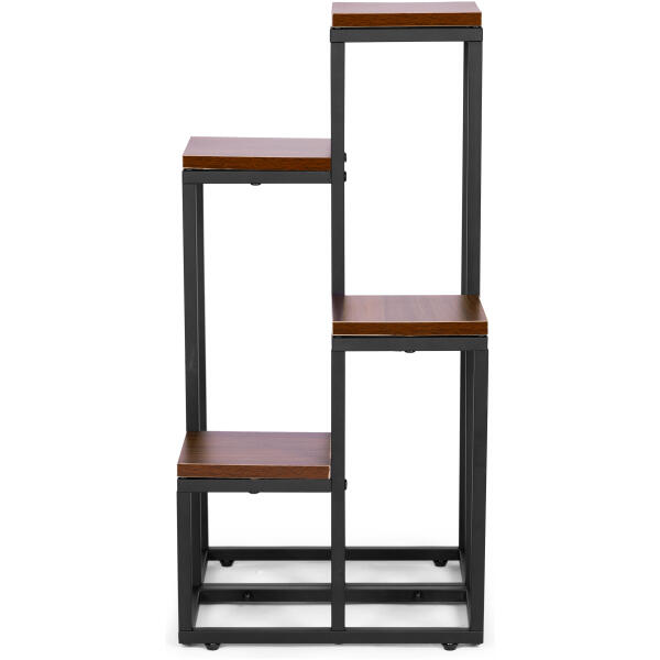 Blomsterhylle dekorasjon 4 hyller metall MDF ModernHome Mørk brun - Bilde 2