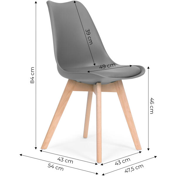 Sett med 4 stoler spisestuestol til stue med pute ModernHome Grå - Bilde 10